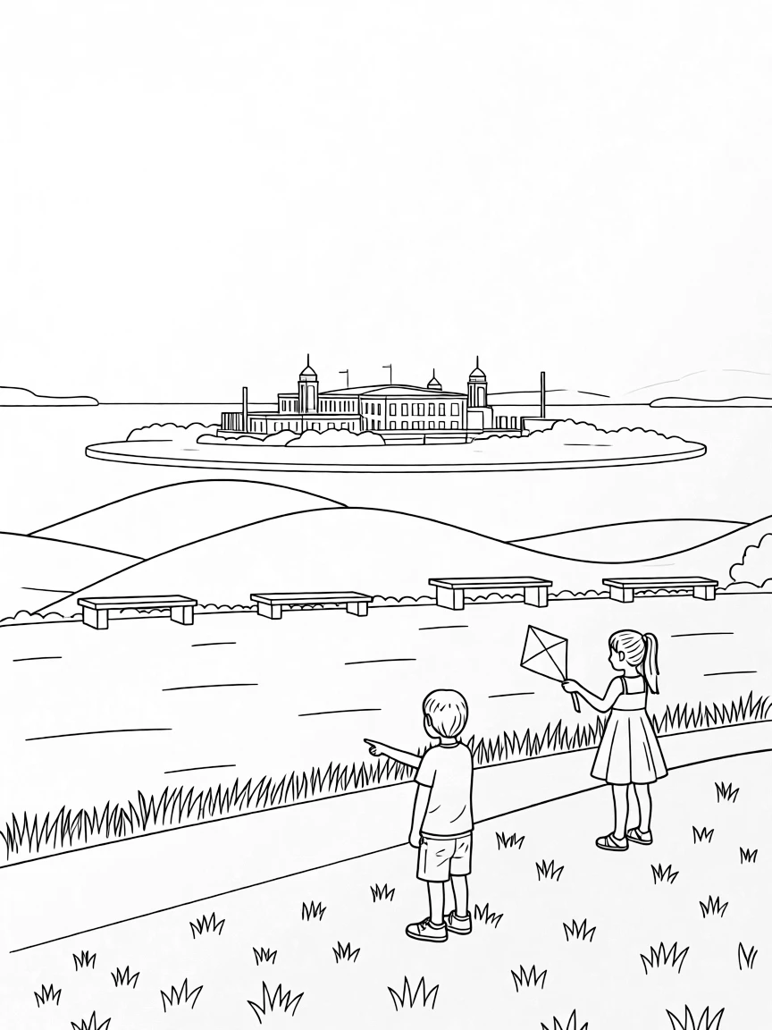 (New Jersey) The Liberty State Park with Ellis Island view