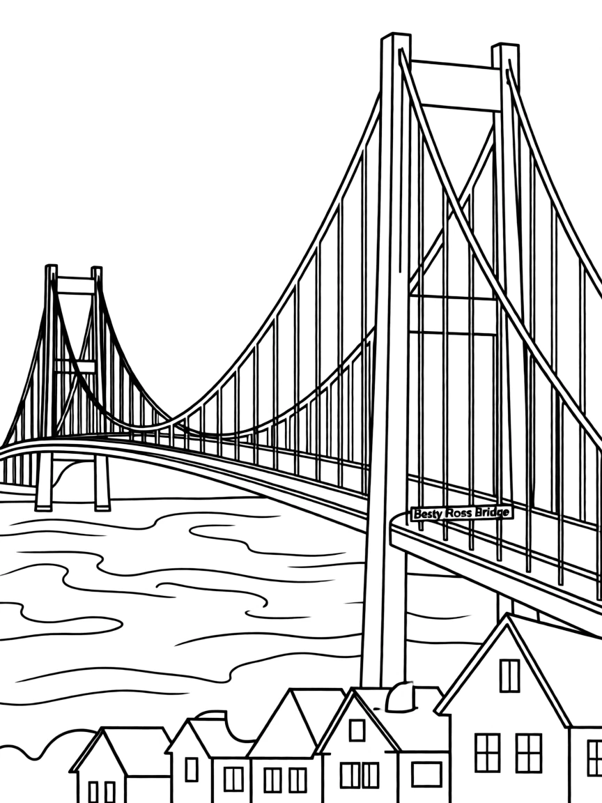 (New Jersey) A simple drawing of the Betsy Ross Bridge