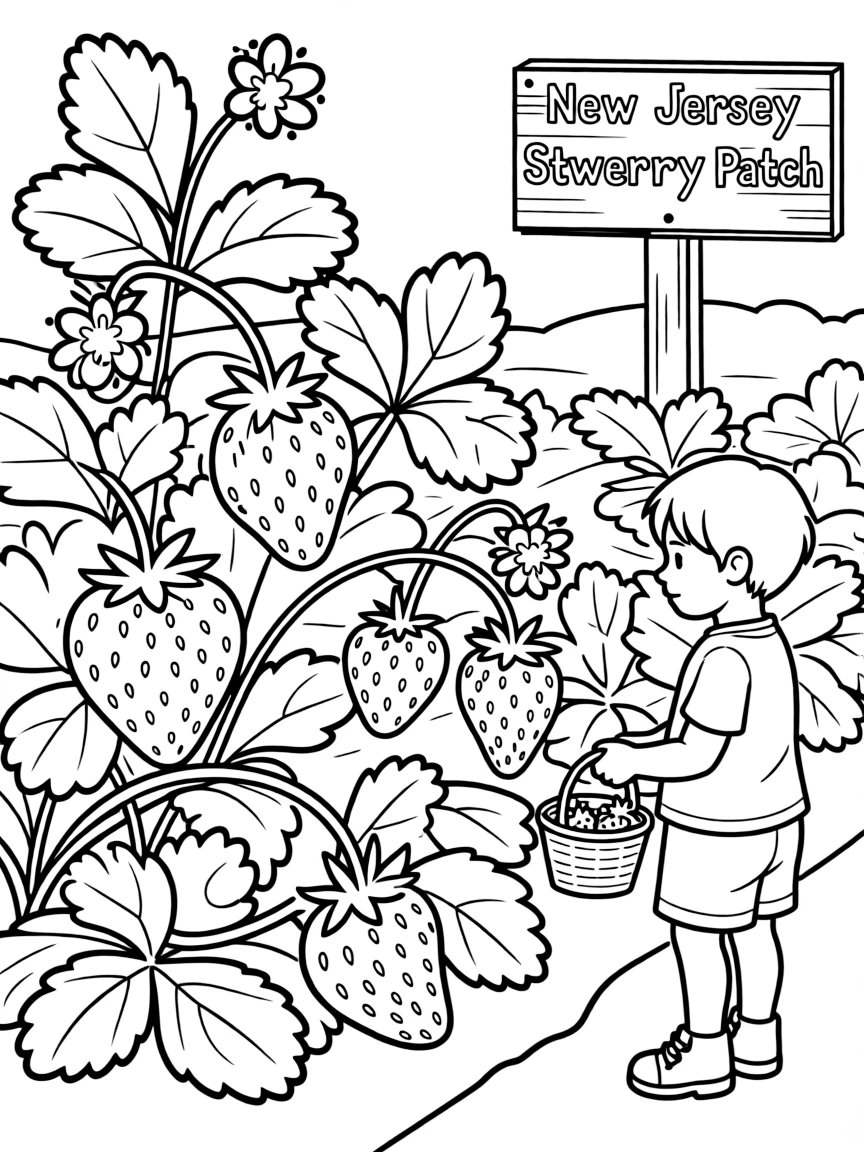 (New Jersey) A Jersey strawberry patch with ripe berries