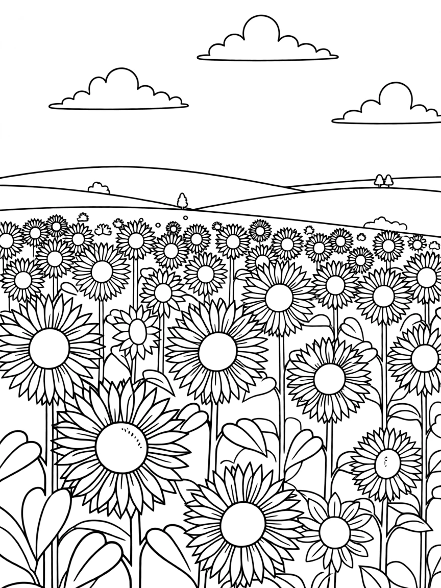 (New Jersey) A Jersey sunflower field in full bloom