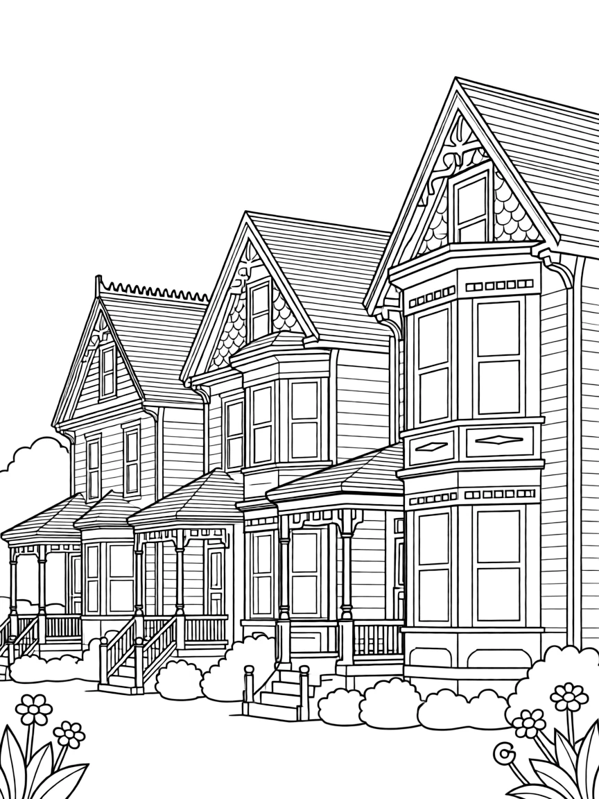 (New Jersey) The Cape May Victorian houses with ornate details