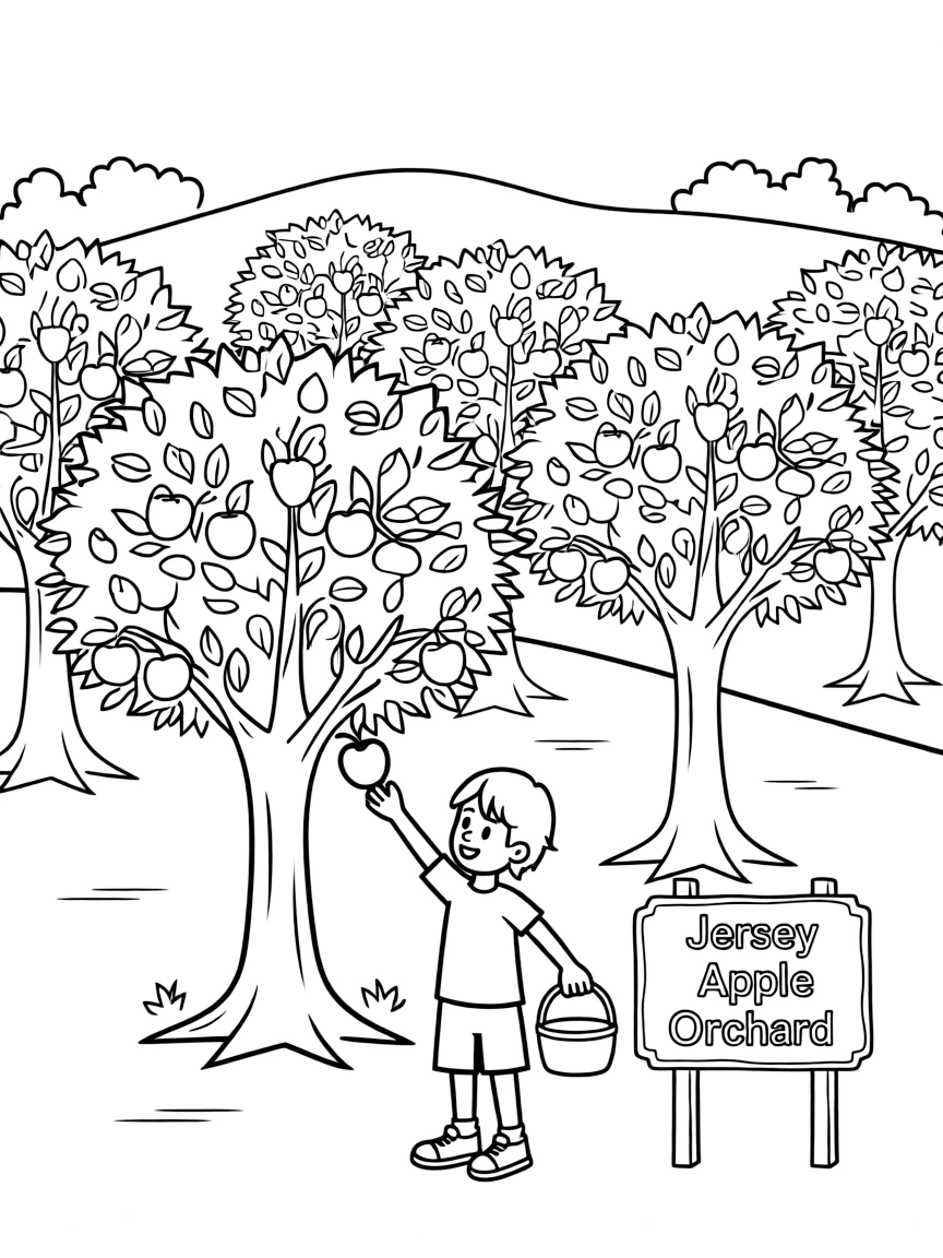 (New Jersey) A Jersey apple orchard with trees full of apples