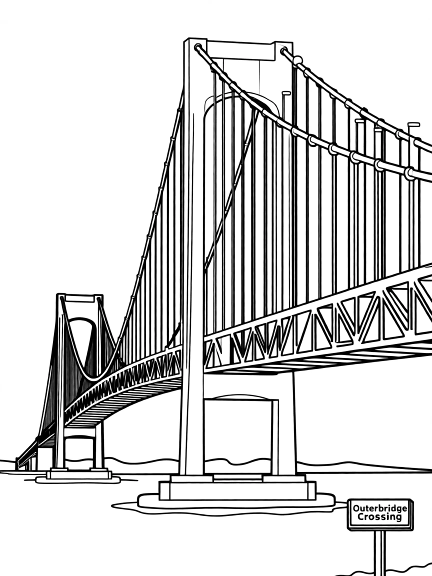 (New Jersey) A simple drawing of the Outerbridge Crossing
