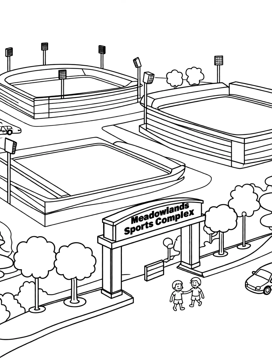 (New Jersey) A simple drawing of the Meadowlands sports complex