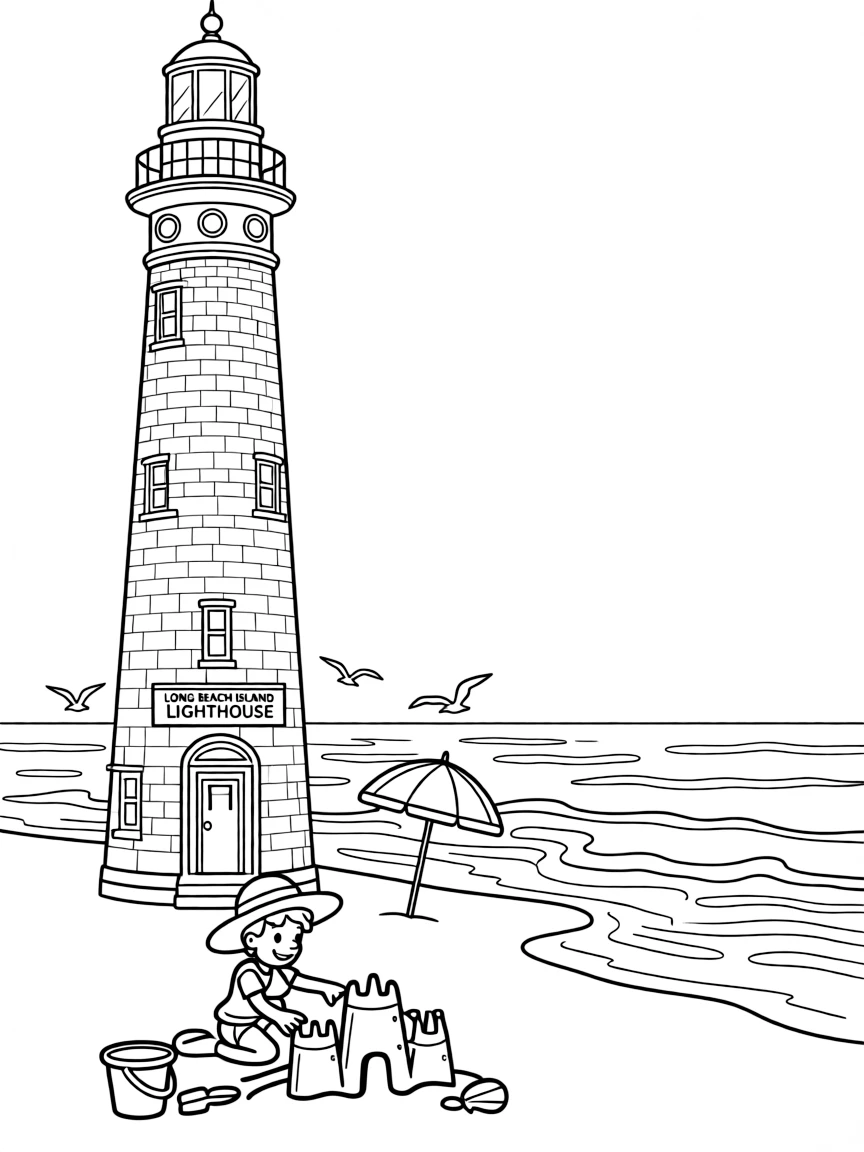 (New Jersey) The Long Beach Island lighthouse and beach