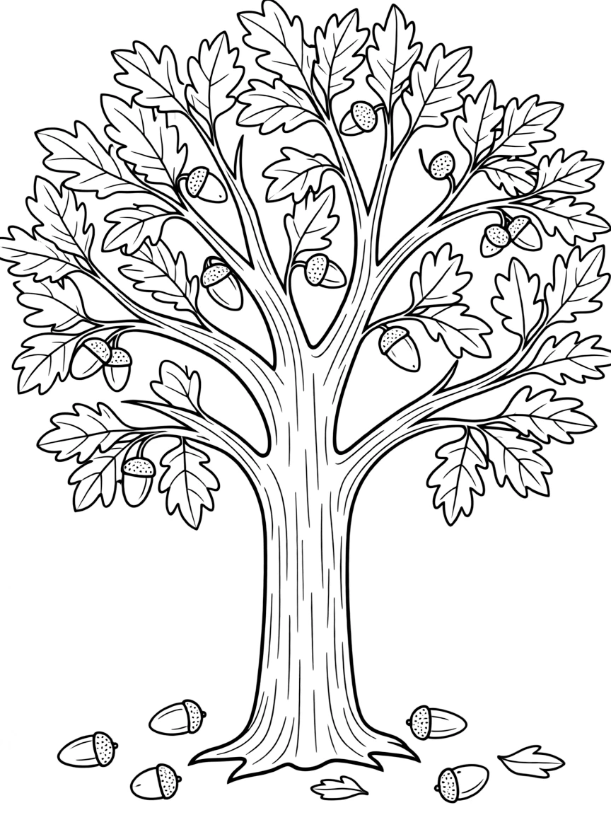 (New Jersey) A Jersey oak tree (state tree) with acorns