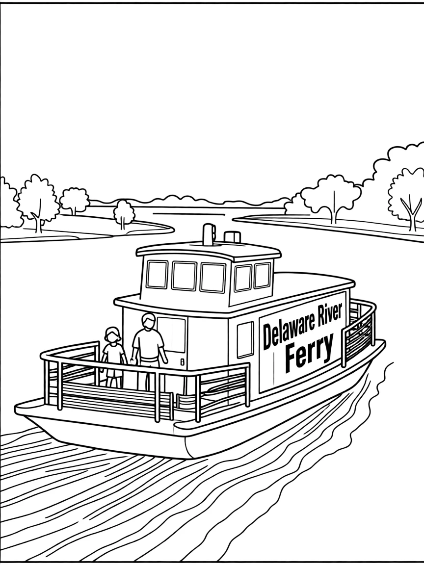 (Delaware) A ferry crossing the Delaware River