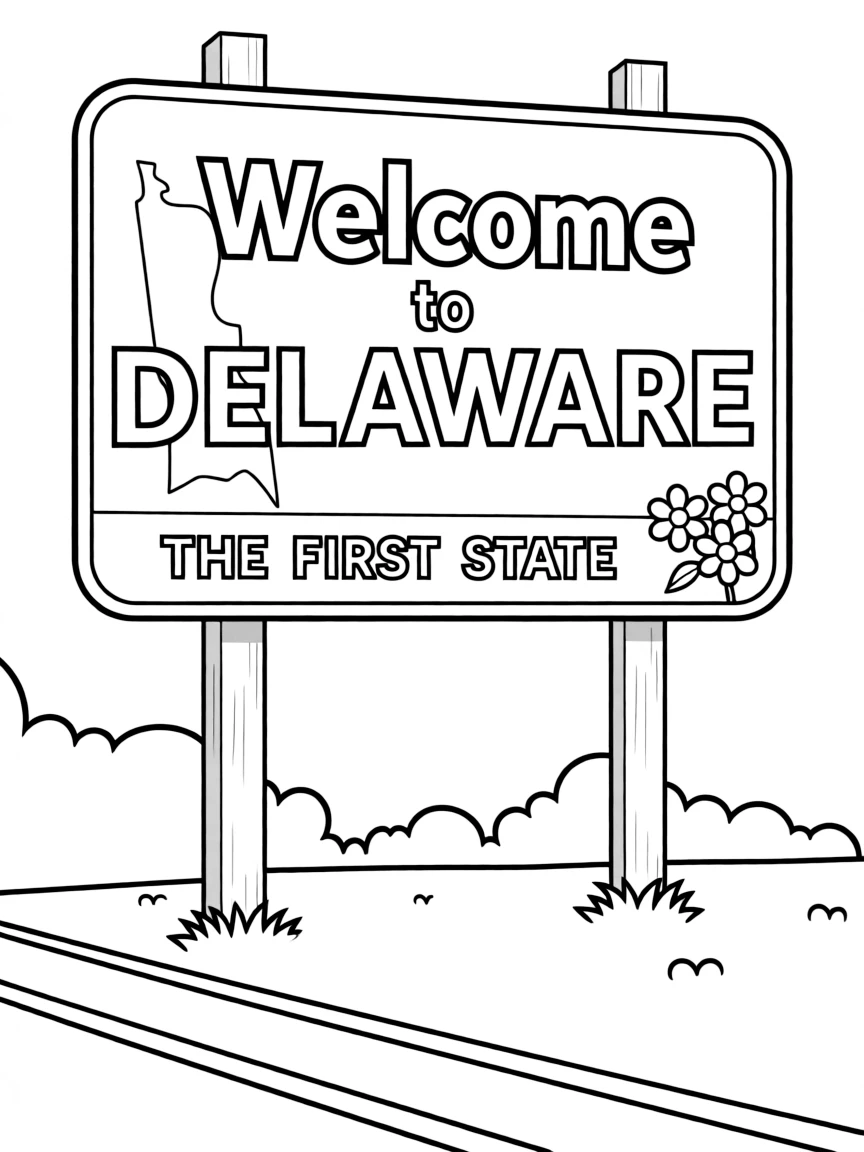 (Delaware) Delaware’s iconic “Welcome” highway sign