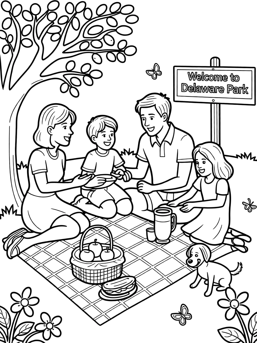 (Delaware) A Delawarean family having a picnic
