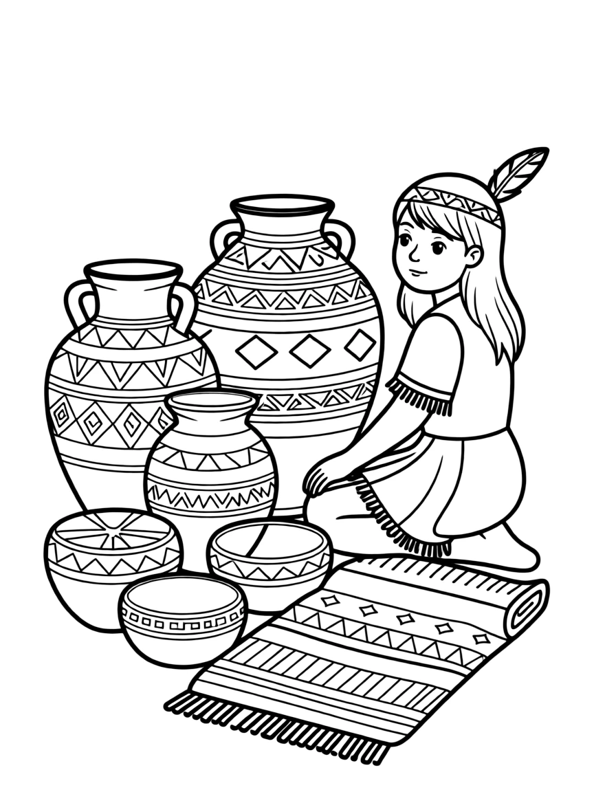 (Arizona) Native American pottery and blankets