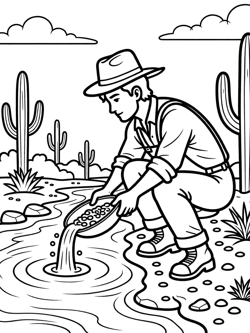 (Arizona) A miner panning for gold