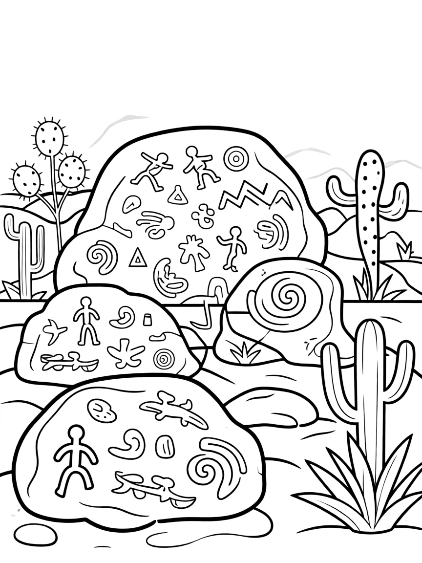 (Arizona) Hohokam petroglyphs on rocks