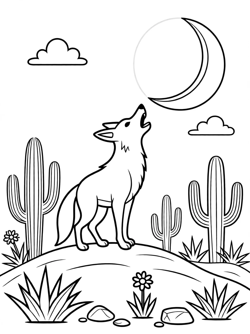 (Arizona) A coyote howling at the moon