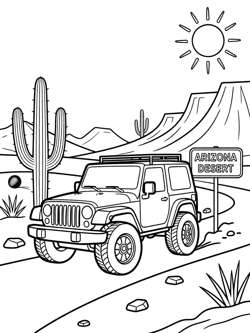 (Arizona) A 4x4 off-road jeep in the Arizona desert