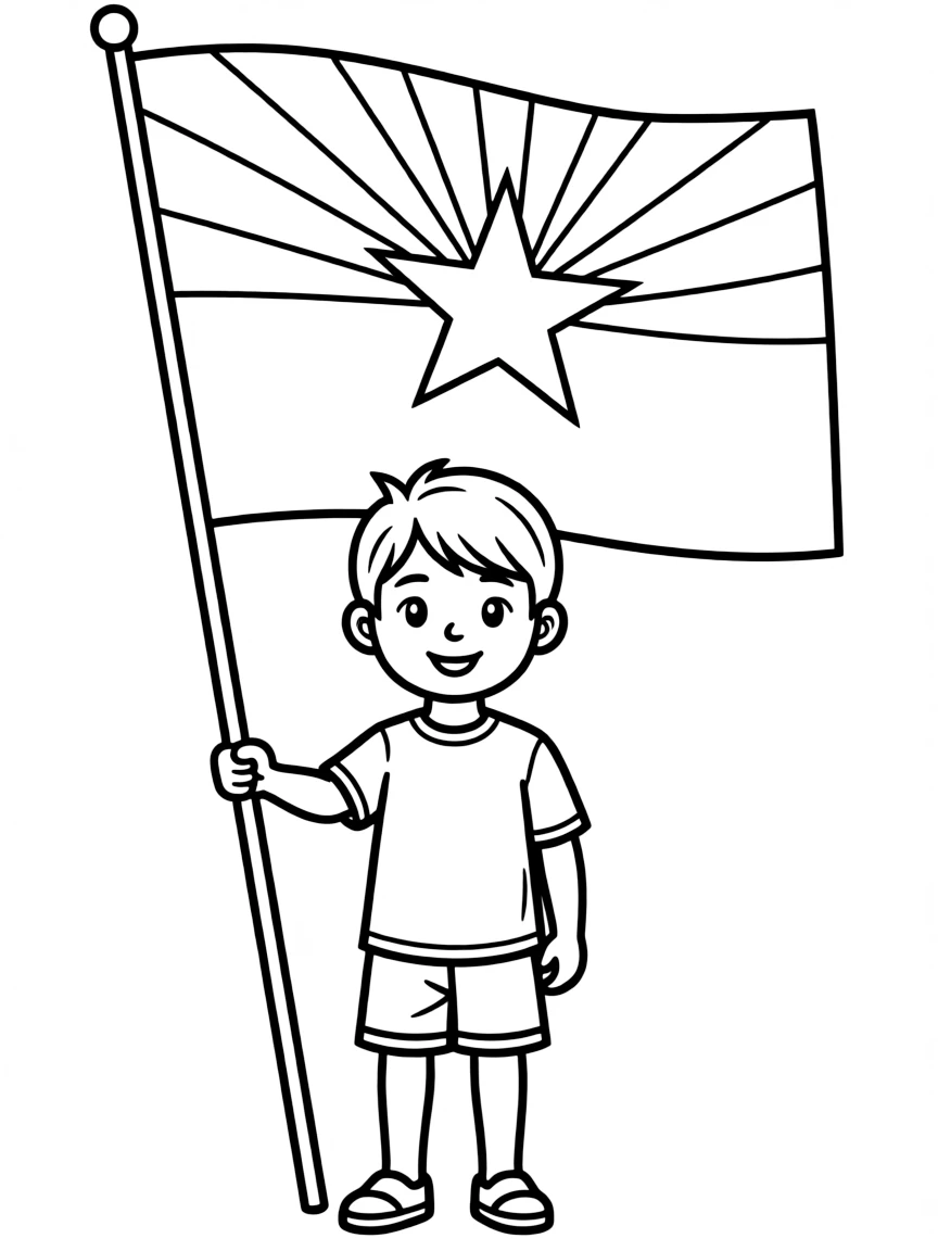 (Arizona) A child holding an Arizona state flag