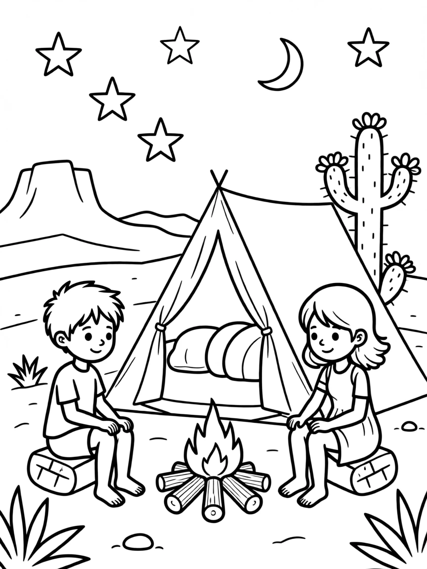 (Arizona) A desert campsite under the stars