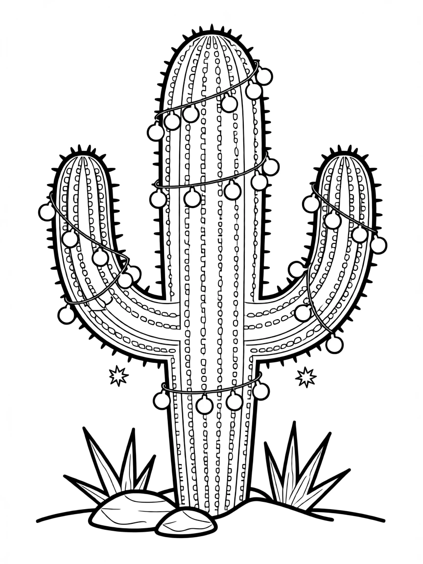 (Arizona) A saguaro cactus decorated for holidays