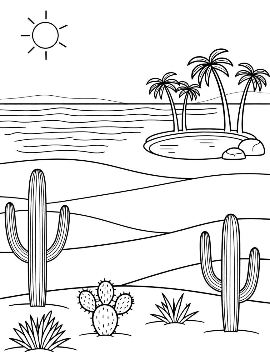 (Arizona) A desert mirage with a distant oasis