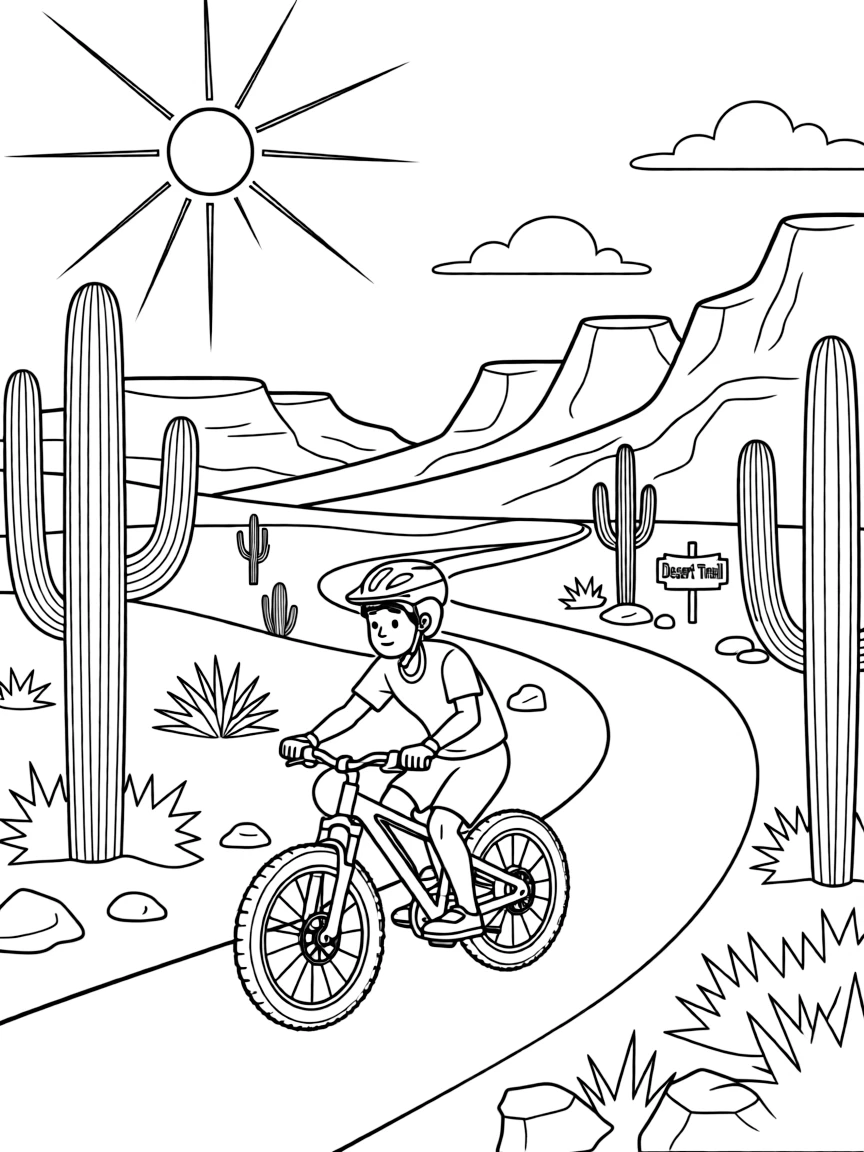 (Arizona) A mountain biker on a desert trail