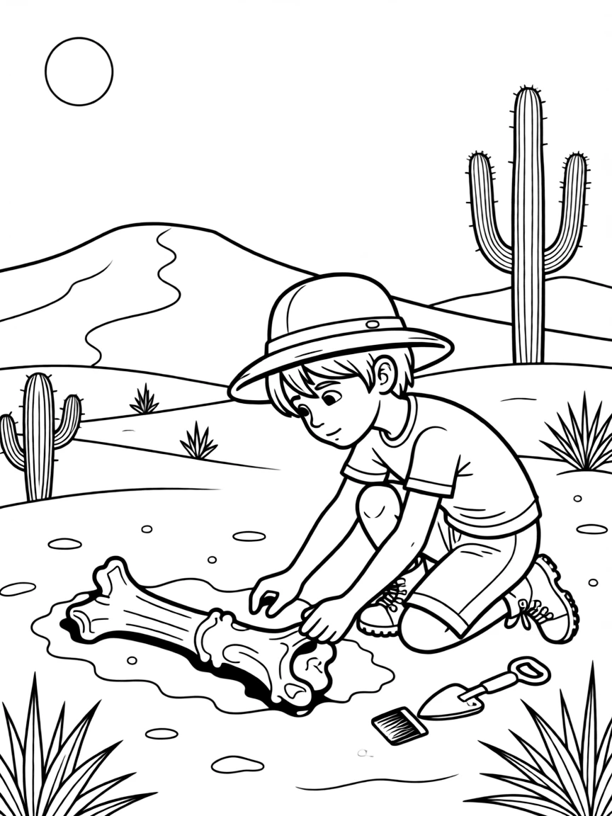 (Arizona) A child finding a fossil in the desert