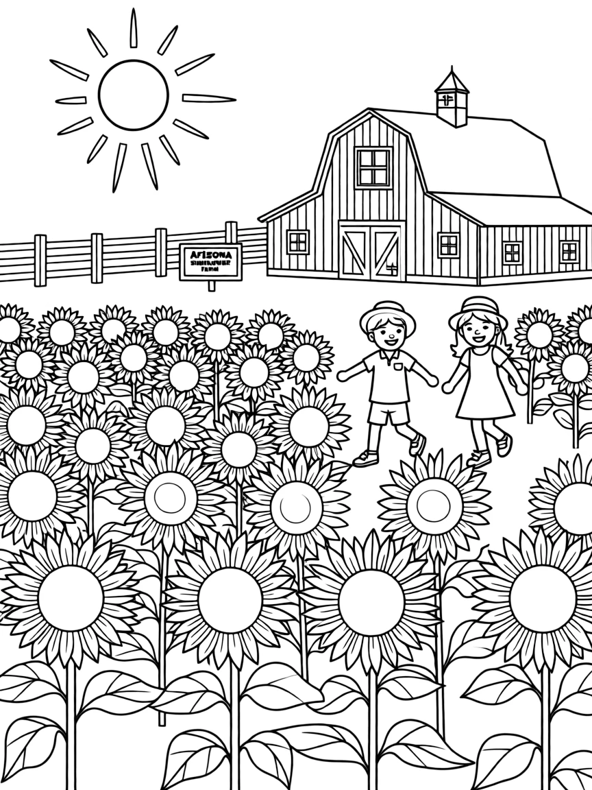 (Arizona) A sunflower field near an Arizona farm