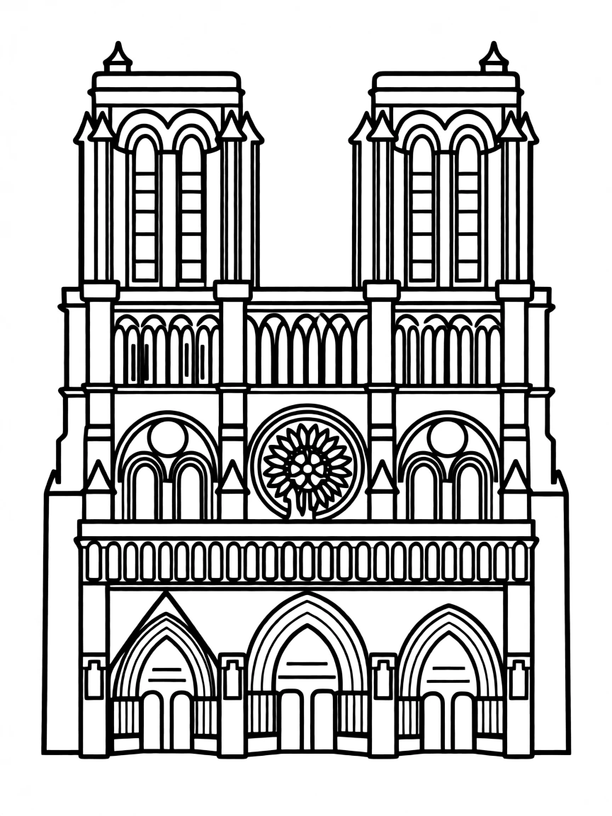 (France) Notre-Dame Cathedral with basic gothic arches and twin towers
