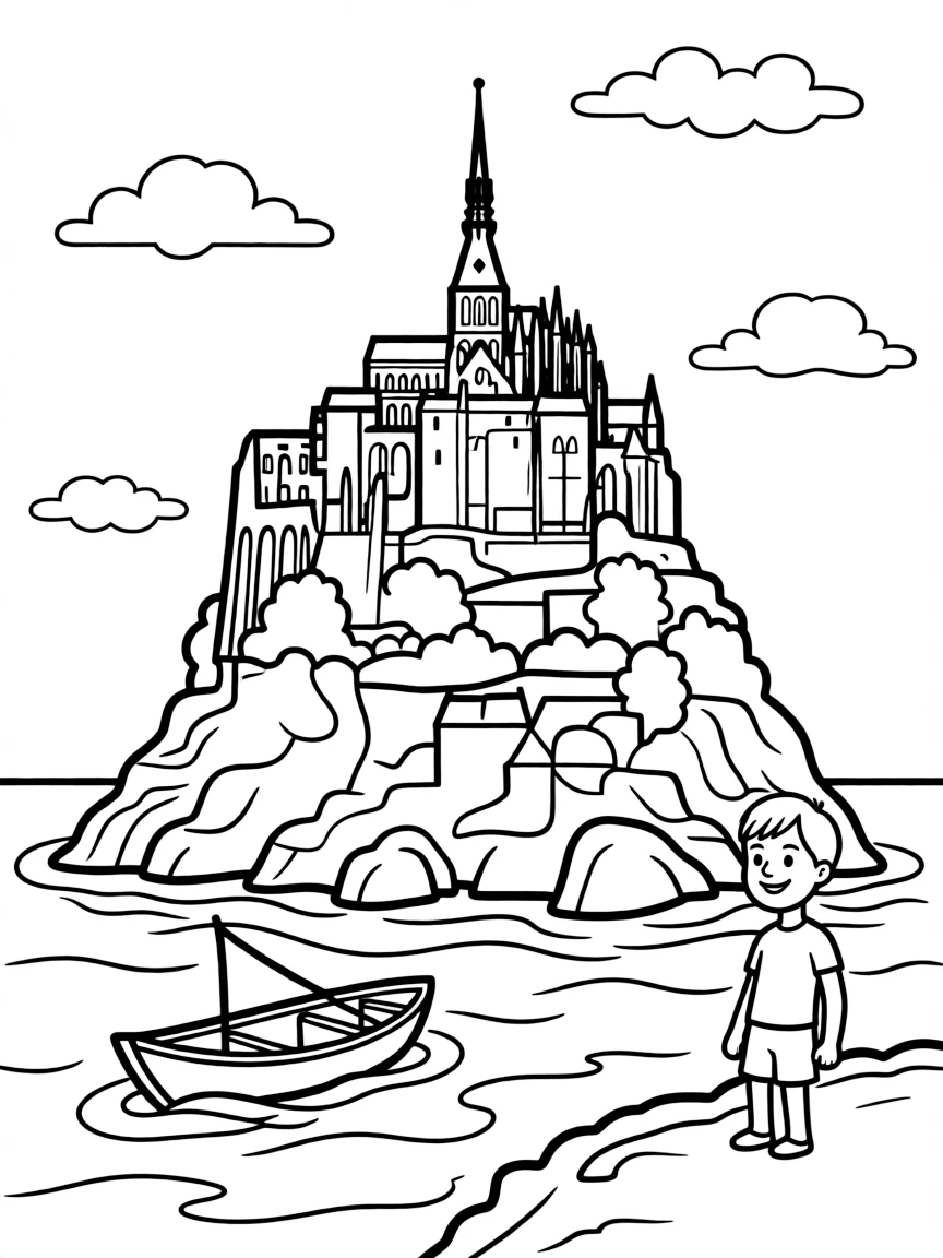 (France) Mont-Saint-Michel abbey on its rocky island