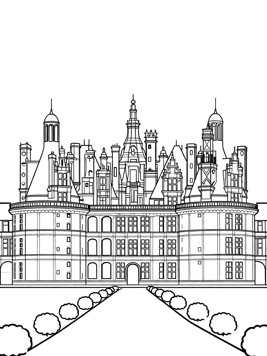 (France) Château de Chambord with distinctive French Renaissance towers
