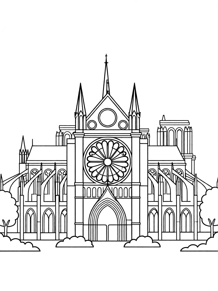 (France) Notre-Dame with flying buttresses and rose window