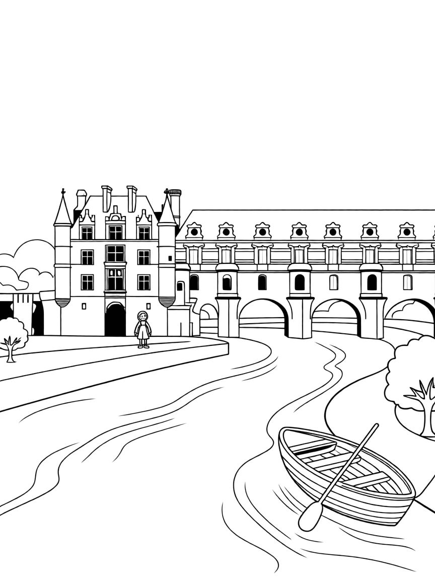 (France) Château de Chenonceau spanning across a river