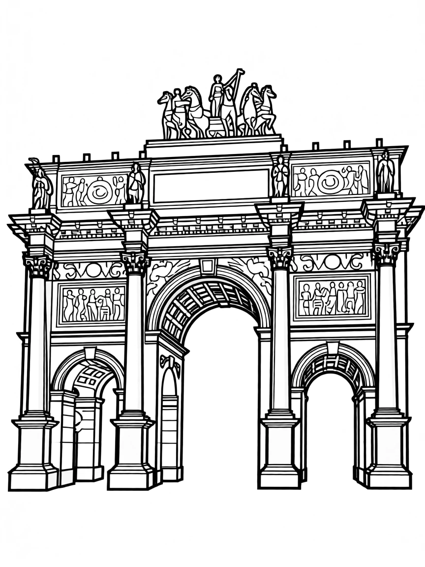 (France) Triumphal arch with victory sculptures outline