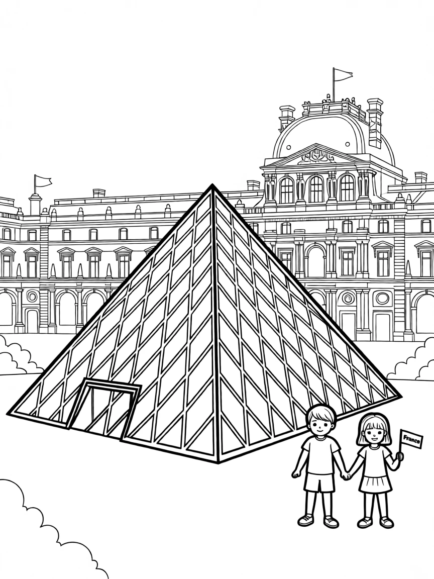 (France) Glass pyramid reflecting the classical Louvre facade