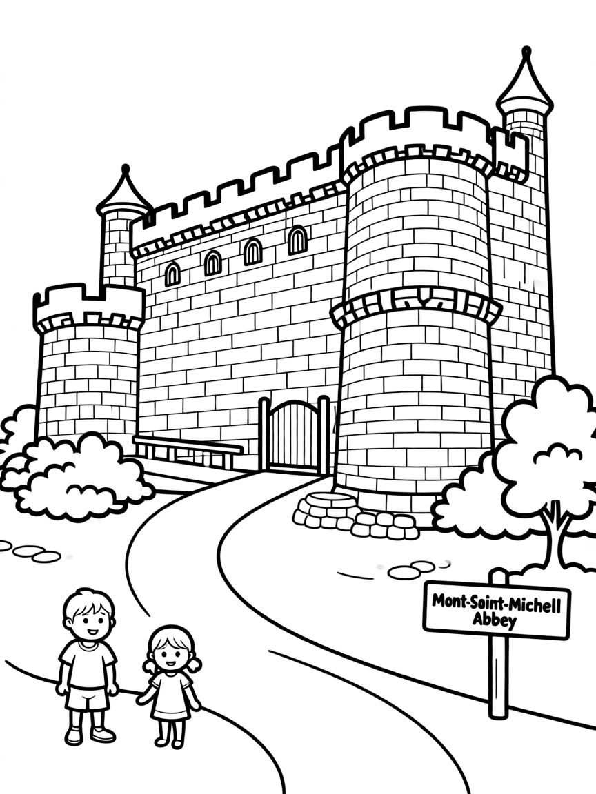 (France) Medieval abbey walls of Mont-Saint-Michel