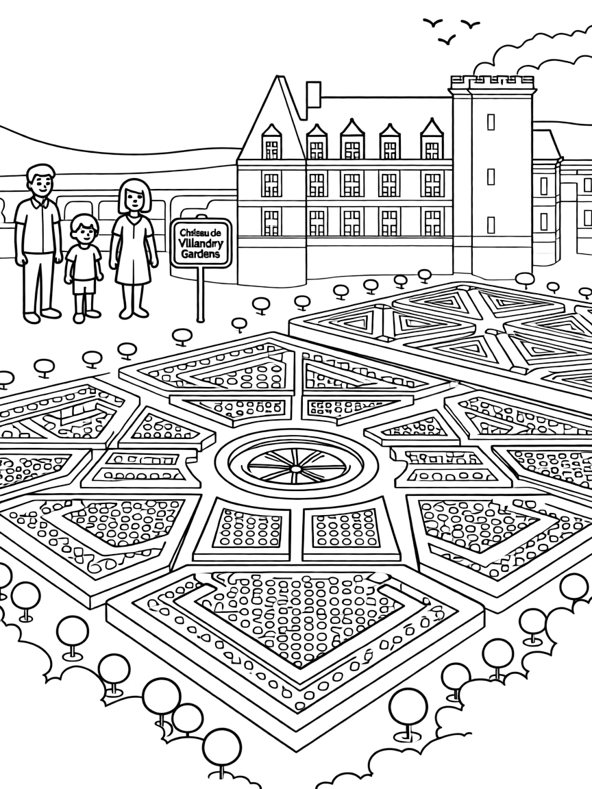 (France) Château de Villandry with its famous geometric gardens
