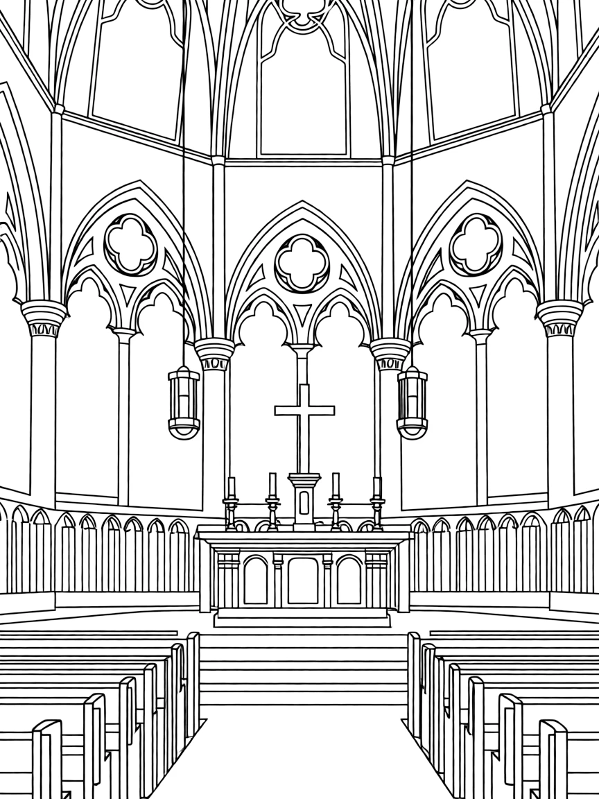 (France) Notre-Dame choir and altar area outline