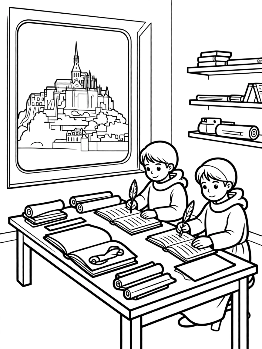 (France) Mont-Saint-Michel scriptorium and manuscripts