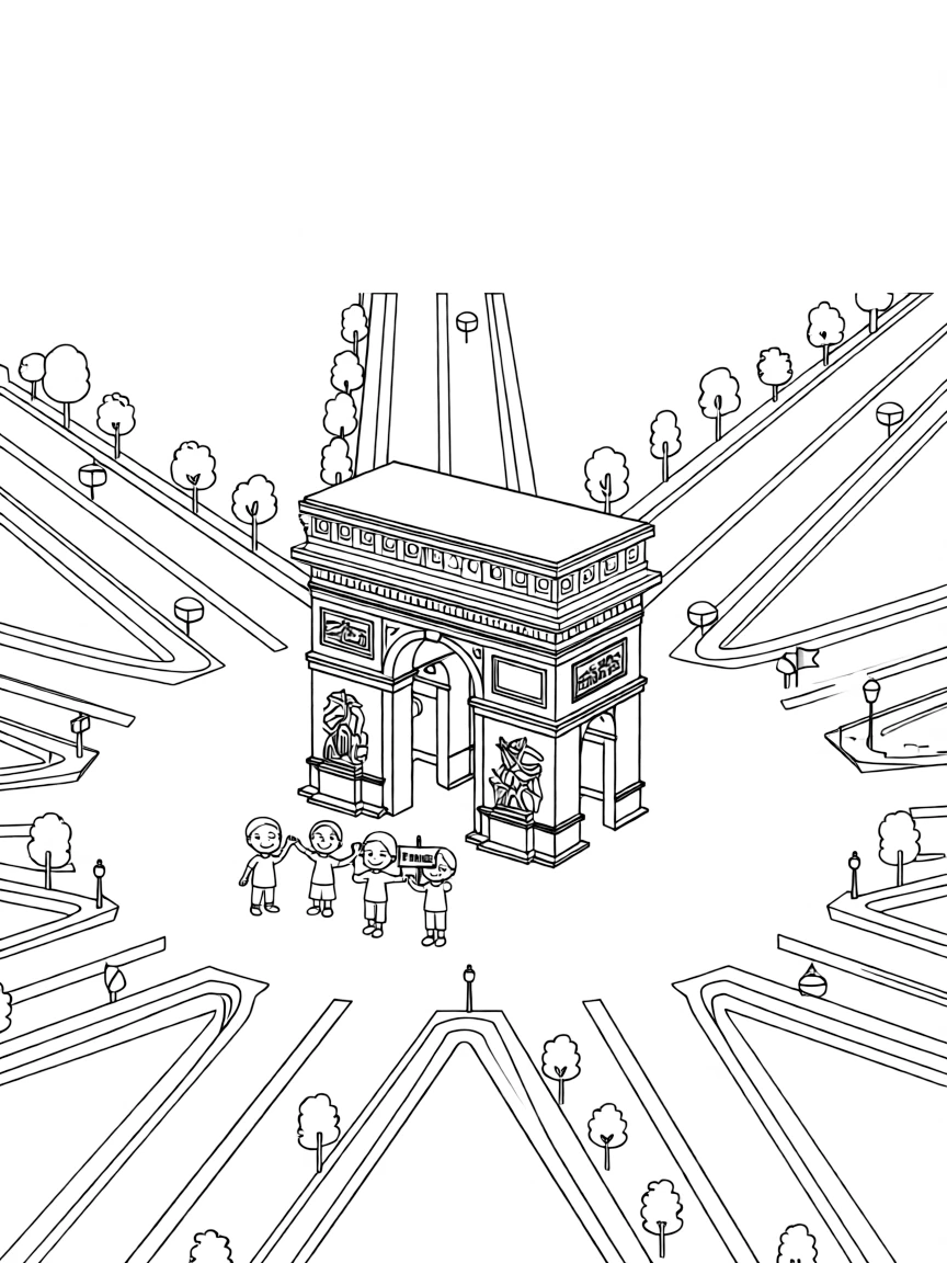(France) Arc de Triomphe twelve radiating avenues