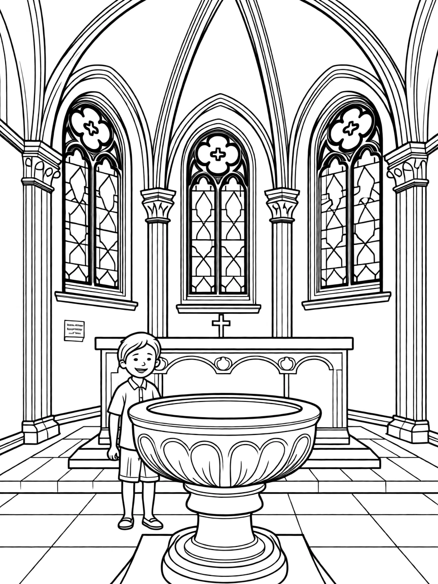(France) Notre-Dame baptistry and font