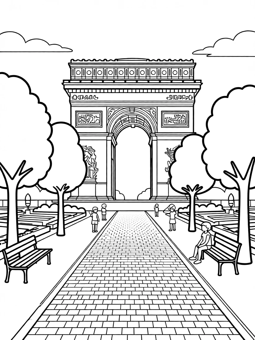 (France) Arc de Triomphe viewed through Tuileries Garden