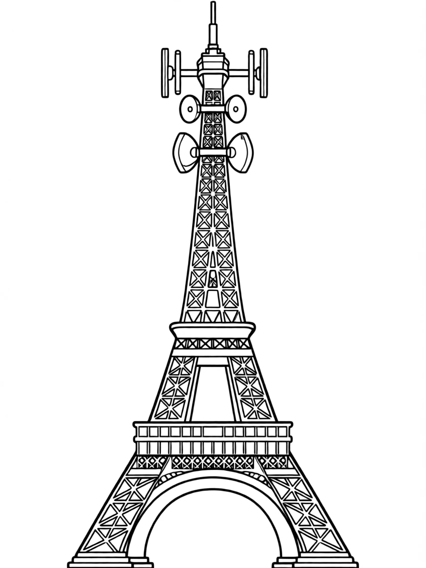 (France) Eiffel Tower radio antennas and broadcasting equipment