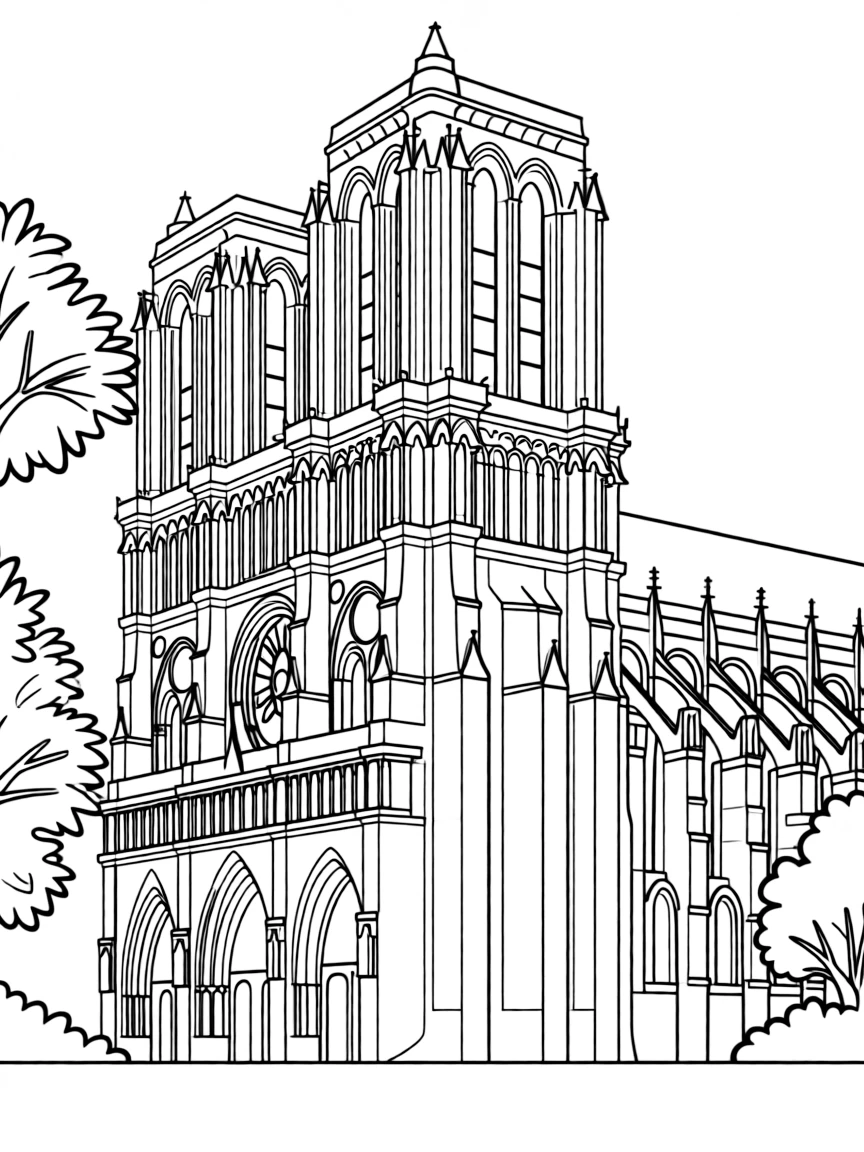 (France) Notre-Dame clerestory windows and flying buttresses