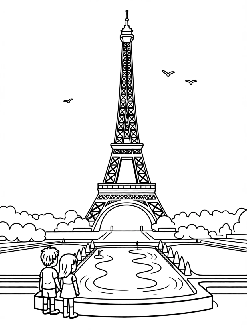 (France) Eiffel Tower viewed from Trocadéro gardens