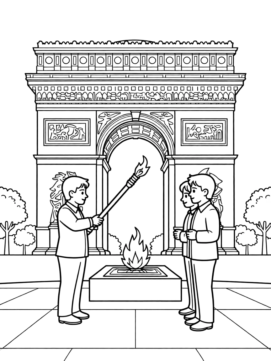 (France) Arc de Triomphe flame rekindling ceremony