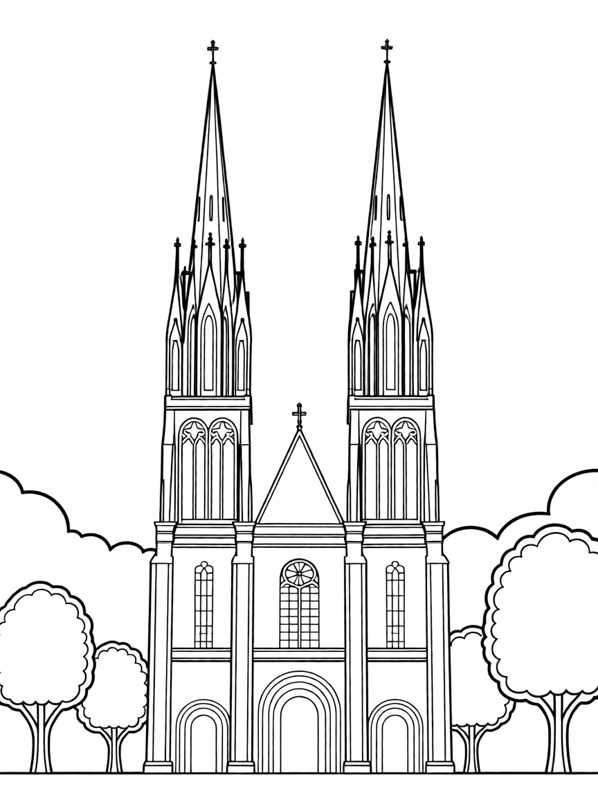 (France) Basilique Sainte-Clotilde neo-Gothic spires