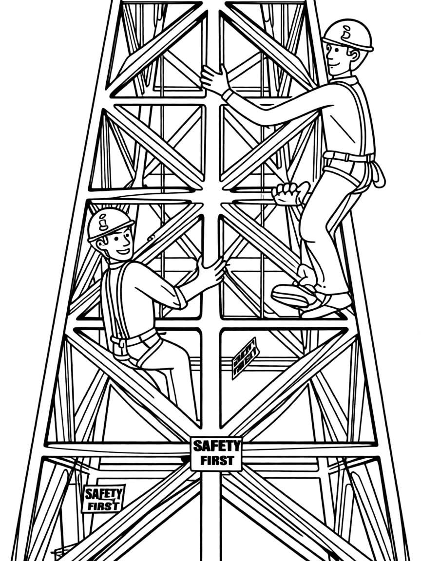 (France) Eiffel Tower maintenance workers climbing
