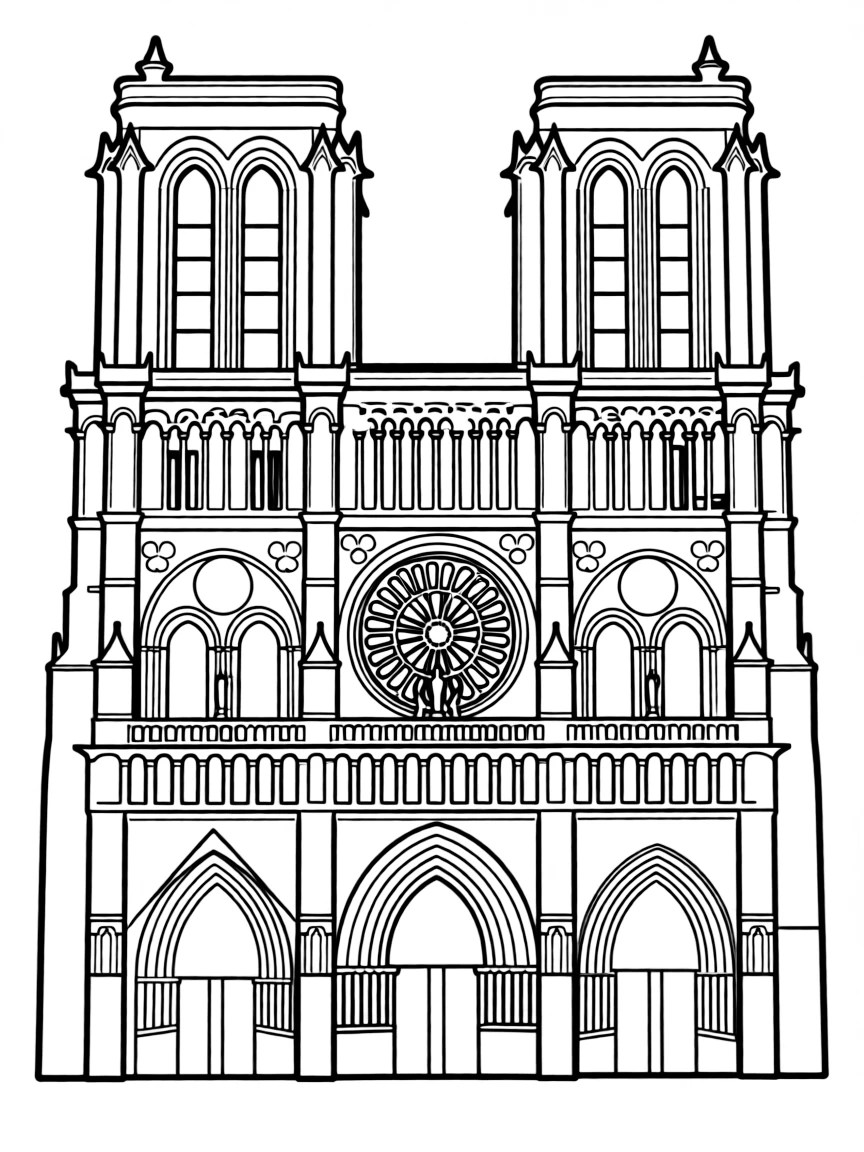 (France) Notre-Dame western facade with three portals