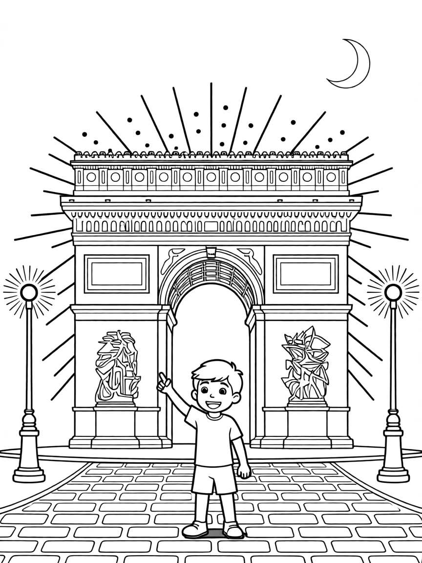 (France) Arc de Triomphe nighttime illumination