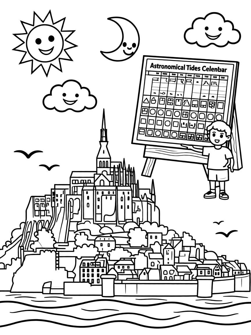 (France) Mont-Saint-Michel astronomical tides calendar