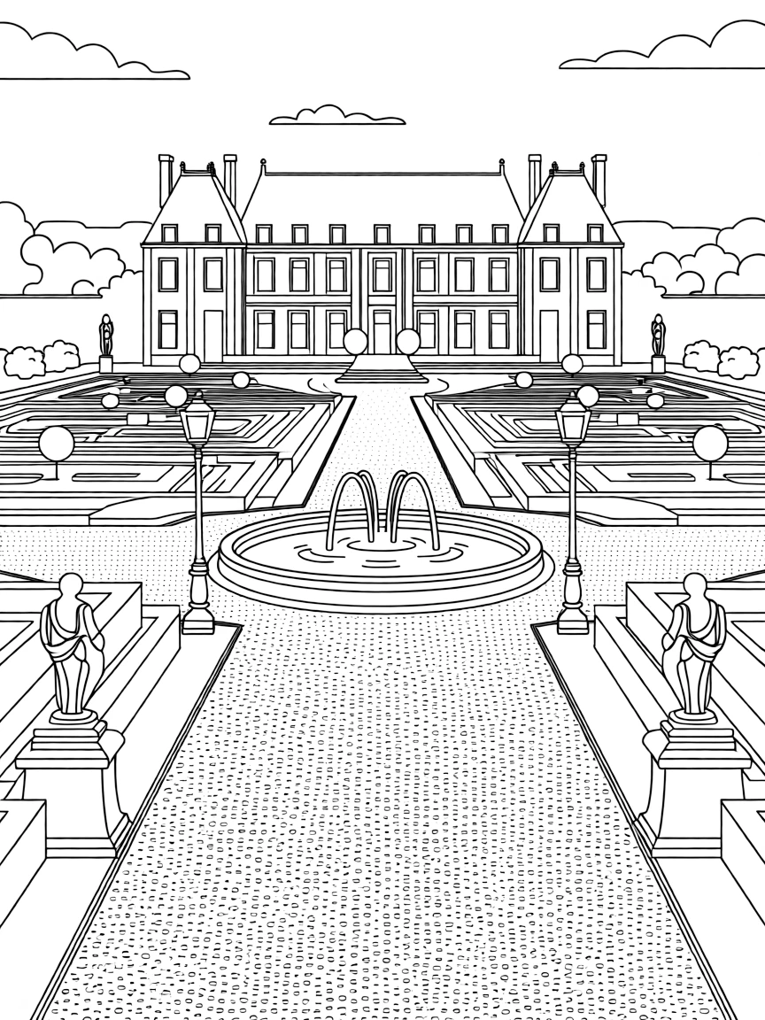 (France) Château de Dampierre classical French garden