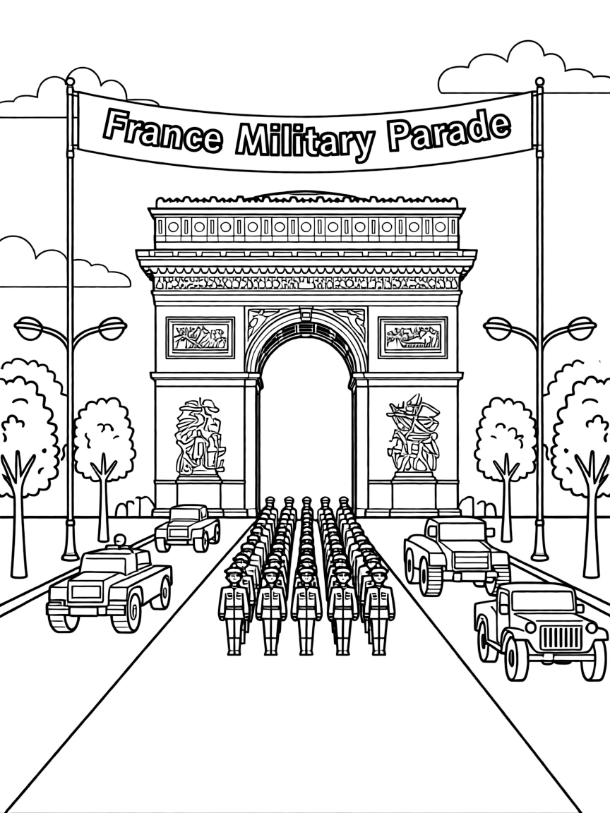 (France) Arc de Triomphe military parade formation